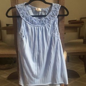 Light blue, sleeveless top from Anthropologie